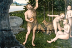 Hercule vole les pommes du jardin des Hespérides, Lucas Cranach l’Ancien, 16ème siècle - wikimedia commons, domaine public
