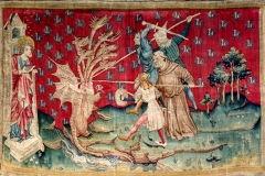 La bête, Tenture de l’Apocalypse, 14ème siècle - wikimedia commons, par PMRMaeyaert CC BY-SA 4.0,