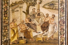 L’Accadémie de Platon, mosaique romaine, 1er siècle -wikimedia commons, domaine public