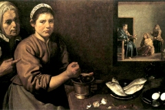 Christ dans la maison de Marthe et Marie, Velasquez, 1618 - wikimedia commons, domaine public