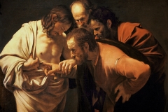 Le Caravage, l'incrédulité de Saint Thomas (1601) - wikipedia commons (domaine public)