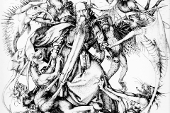 La tentation de St Antoine, Martin Schongauer, 1470-75 - wikimedia commons,domaine public