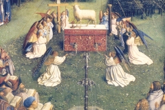 L’adoration de l’Agneau Mystique (détail), Van Eyck, 15ème siècle - wikimedia commons, domaine public