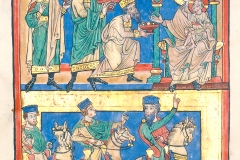 L'adoration des Mages, vers 1220, Codex Bruchsal 1, Bl. 11r - wikimedia commons, domaine public