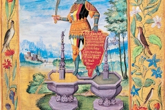 Le chevalier de l’Art Royal sur la double fontaine, Splendor Solis, 16ème siècle - domaine public