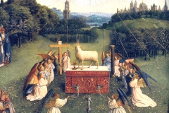 L’adoration de l’agneau, détail, Jan van Eyck, 1426-1432 - wikimedia commons, domaine public