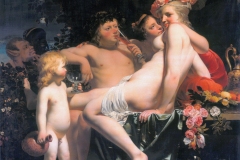 Bacchus avec 2 nymphes et amour, Caesar Boetius van Everdingen,1650 - wikimedia commons, domaine public