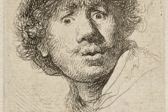 Autoportrait aux yeux hagards, Rembrandt, 1630 - wikimedia commons, domaine public