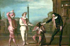 Masque de la duplicité, le tombeau de maitre André, Claude Gillot, 1716 - wikimedia commons, domaine public