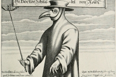 Masque de peste, Dr Paul Fürst, gravure 17ème siècle - Wikimedia commons, domaine public