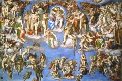 Le jugement dernier, fresque chapelle Sixtine, Michel Ange Buonarroti, 1541 - wikimedia commons, domaine public