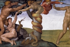 La chute et l’expulsion du jardin d’Eden, Michel Ange, 1510- wikimedia commons, domaine public