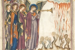 1ère trompette, Apocalypsis cum figuris, 1300, BnF-Source gallica.bnf.fr/BnF