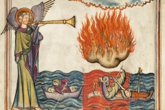 2ème trompette, Apocalypsis cum figuris, 1300, BnF- Source gallica.bnf.fr/BnF