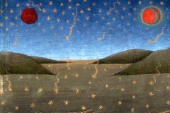 Mort du Soleil, de la Lune et de la chute d’étoiles, Histoires de San Gioachino et de Sant’ Anna, Cristoforo de Predis, 15ème siècle - Wikimédia commons, domaine public