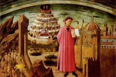 Domenico di Michelino, Dante et la divine comédie, cathédrale de Florence, 15ème siècle - wikimedia commons, domaine public