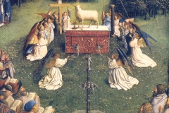 Van Eyck, retable de l’agneau mystique (détail), 1432 - wikimedia commons, domaine public