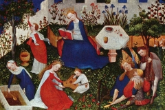 Maître anonyme du Haut Rhin, La Vierge au Paradis avec les saints, vers 1410 - wikipedia commons, domaine public