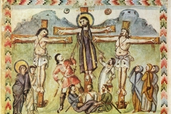 Crucifixion, évangéliaire de Rabula, 586 - wikimedia commons, domaine public